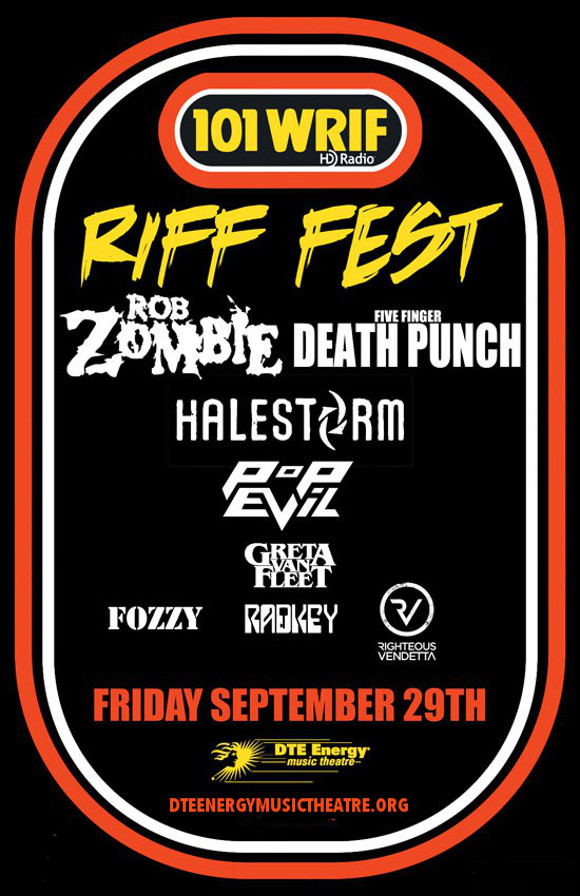 Riff Fest Rob Zombie, Five Finger Death Punch & Halestorm Tickets