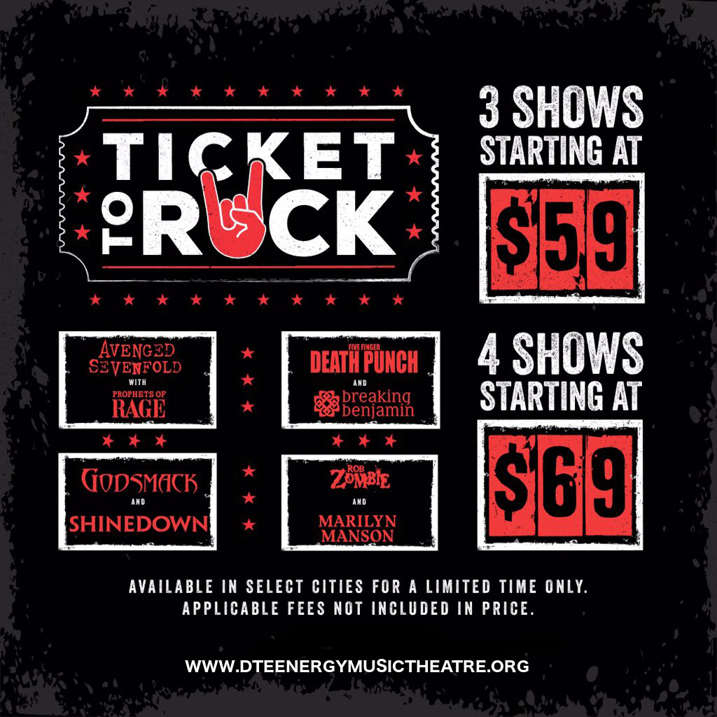 Ticket To Rock (Includes Shinedown, Avenged Sevenfold, Rob Zombie & Five Finger Death Punch Performances) at DTE Energy Music Theatre