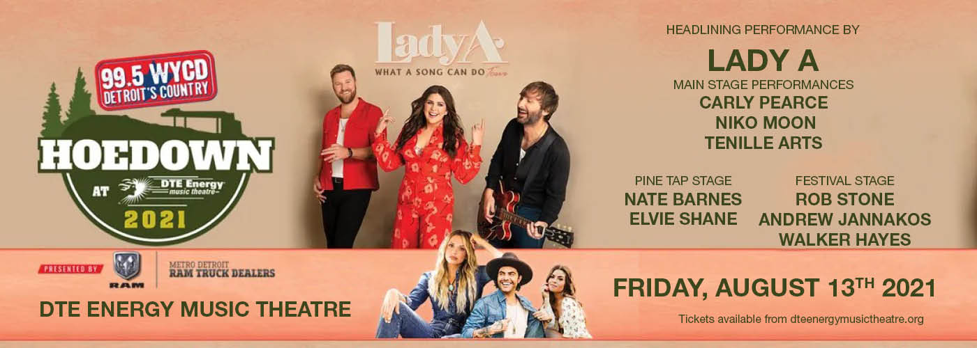 99.5 WYCD Hoedown: Lady A, Carly Pearce, Niko Moon & Tenille Arts at DTE Energy Music Theatre
